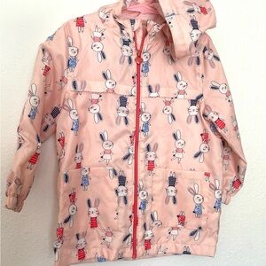 Pink kids jacket lightweight with bunny design